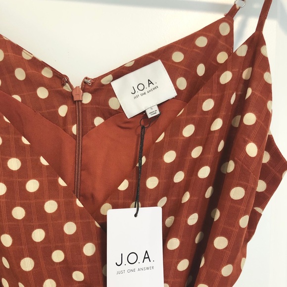 NWT J.O.A. Polka Dot Dress in Mahogany size S - Picture 6 of 8